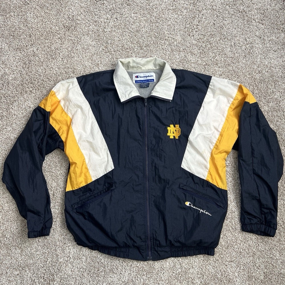 Vintage Champion Notre Dame Fighting Irish Windbreaker Jacket Mens Medium